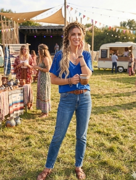 White House Black Market Tops - #37 - White House Black Market Royal Blue Braid Design Sleeves, M